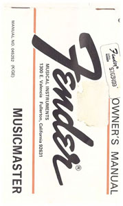 Fender Musicmaster owner's manual