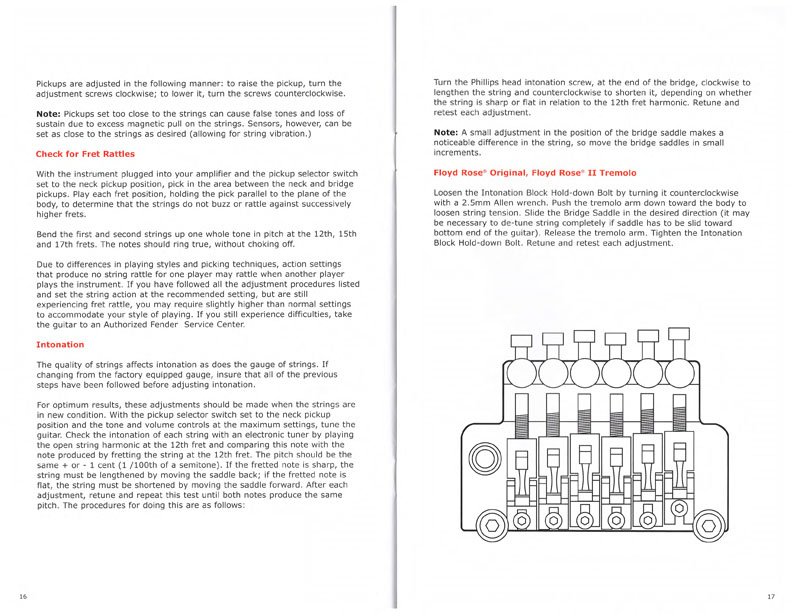 Fender owner's manual - 2002 J
